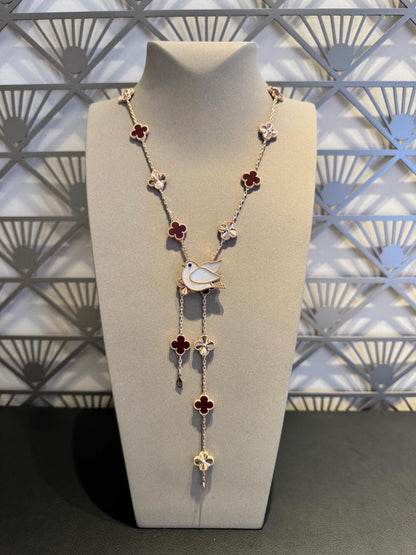 [Amore Jewelry]CLOVER 20 MOTIFS LASER CARNELIAN NECKLACE