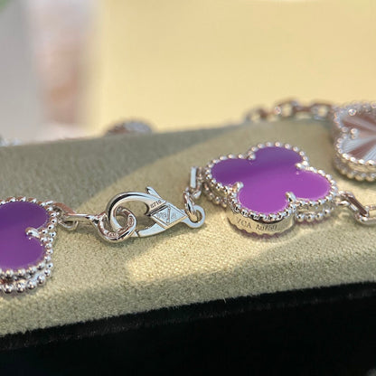 [Amore Jewelry]CLOVER  5 MOTIFS  PURPLE VIOLET BRACELET SILVER
