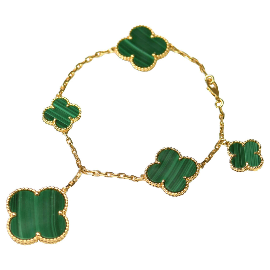 [Amore Jewelry]MAGIC CLOVER MALACHITE GOLD BRACELET 5 MOTIFS