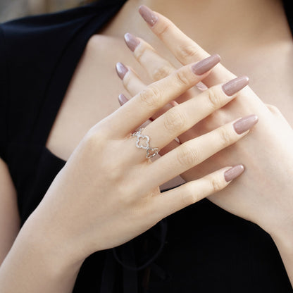 [Amore Jewelry]Hollow Design Four-Leaf Clover Flower Shape Ring