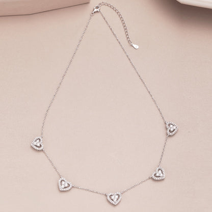 [Amore Jewelry]Sparkling Five Heart Necklace