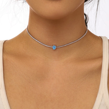 [Amore Jewelry]1.0 carat Unique Pear Cut Tennis Necklace