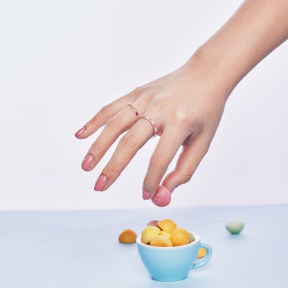 [Amore Jewelry]Exquisite Multicolored Emerald Cut Daily Ring