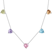 [Amore Jewelry]Sparkling Colorful Heart Cut Necklace