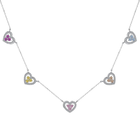 [Amore Jewelry]Sparkling Five Heart Necklace