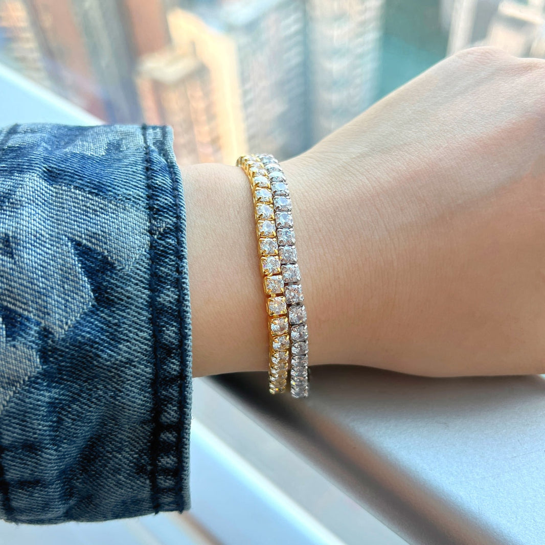 [Amore Jewelry]Sparkling Radiant Princess Cut Tennis Bracelet