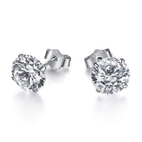 [Amore Jewelry]Stylish Shiny Round Center Stone Stud Earrings
