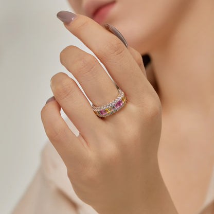 [Amore Jewelry]Dainty Colorful Radiant Cut Daily Ring