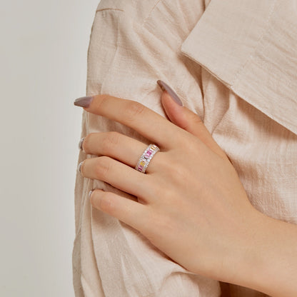 [Amore Jewelry]Dainty Colorful Radiant Cut Daily Ring