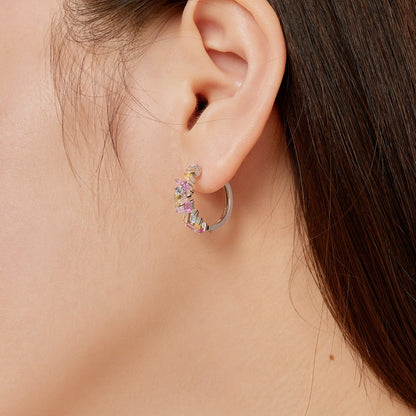 [Amore Jewelry]Dazzling Colorful Emerald Cut Daily Earrings