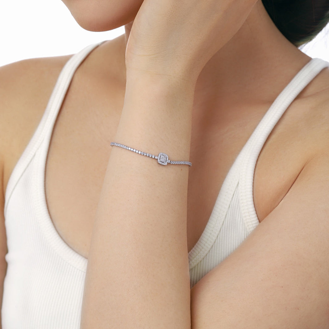 [Amore Jewelry]Luxurious Dazzling Square Shape Banquet Bracelet