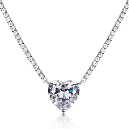 [Amore Jewelry]8.0 Carat Versatile Colorful Sweet Heart-Shaped Tennis Necklace