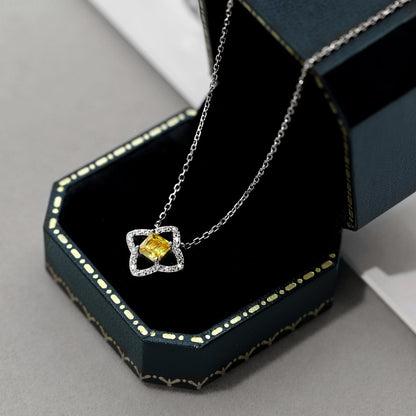 [Amore Jewelry]Exquisite Flower Shape Princess Cut Necklace