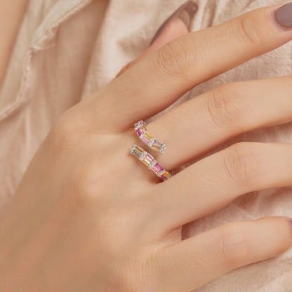 [Amore Jewelry]Charming Colorful Radiant Cut Adjustable Daily Ring