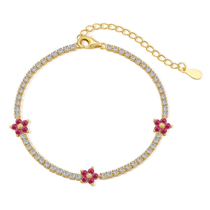 [Amore Jewelry]Sparkling Flower Shape Tennis Bracelet