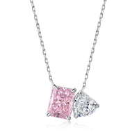 [Amore Jewelry]Dazzling Square & Heart Shape Necklace