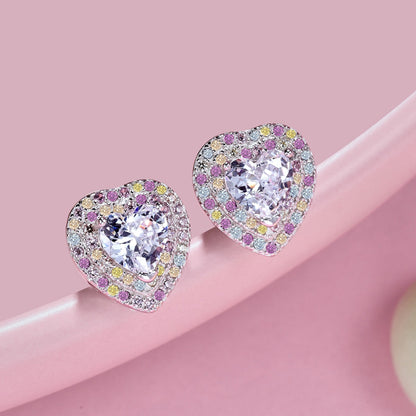 [Amore Jewelry]Dazzling Heart Shape Lover Earrings