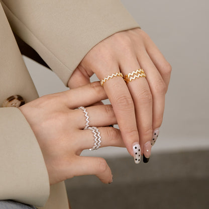 [Amore Jewelry]Delicate Enchanting Wave Shape Daily Ring