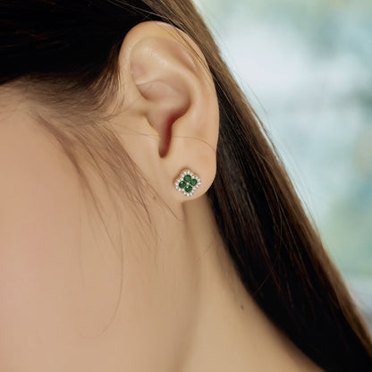 [Amore Jewelry]Four-Leaf Clover Flower Shaped Earrings