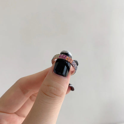 [Amore Jewelry]Unique Colorful Round Cut Tennis Ring
