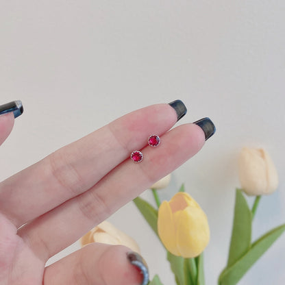 [Amore Jewelry]Sparkling Colorful Round Shape Earrings