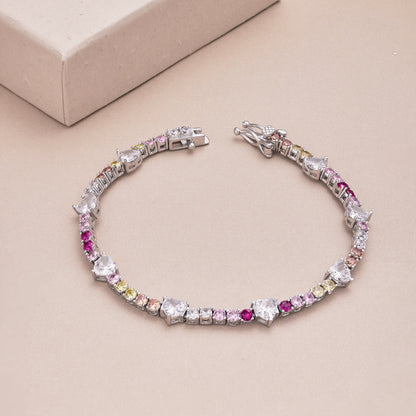 [Amore Jewelry]Romantic Heart Shape Round Cut Lover Bracelet