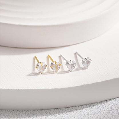 [Amore Jewelry]Sparkling Heart Shaped Simple Earrings