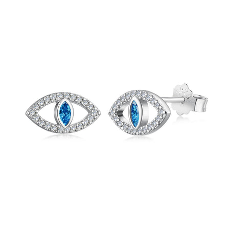 [Amore Jewelry]Blue Devil Eyes Hollow Stud Earrings