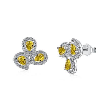 [Amore Jewelry]Ornate Flower Shape Pear Cut Lover Earrings