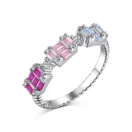 [Amore Jewelry]Unique Colorful Emerald Cut Party Ring