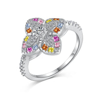 [Amore Jewelry]Luxurious Colorful Flower Shape Banquet Ring