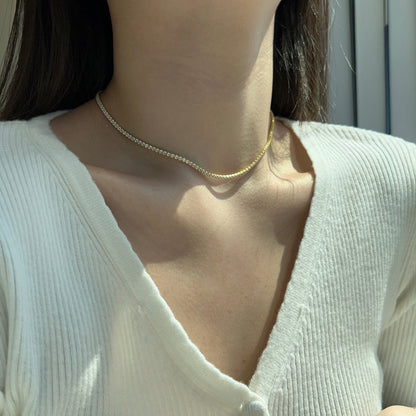 [Amore Jewelry]Delicate Round Shape Tennis Necklace