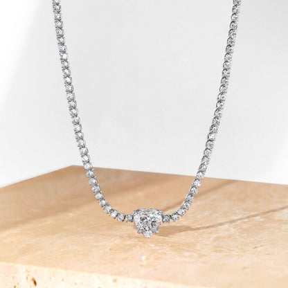 [Amore Jewelry]2.0 Carat Sparkling Tennis Heart Cut Necklace