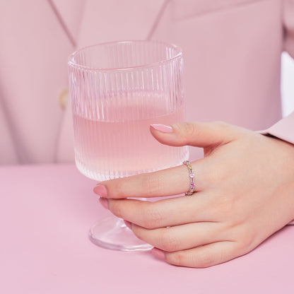 [Amore Jewelry]Sparkling Colorful Round Cut Tennis Ring