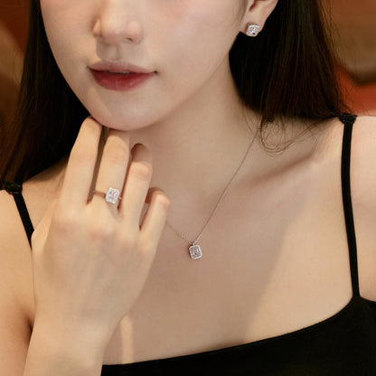 [Amore Jewelry]1.0 Carat Luxurious Dainty Emerald Cut Daily Earrings