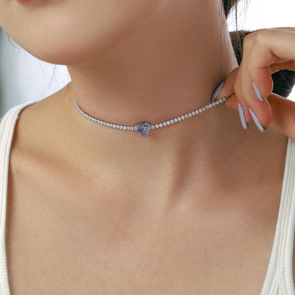 [Amore Jewelry]2.0 Carat Sparkling Tennis Heart Cut Necklace