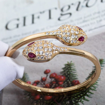 [Amore Jewelry]SERPENTI BRACELET PINK GOLD DIAMOND DOUBLE SNAKE