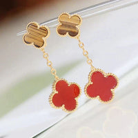 [Amore Jewelry]CLOVER  2 MOTIF  TIGER EYE CARNELIAN EARRINGS