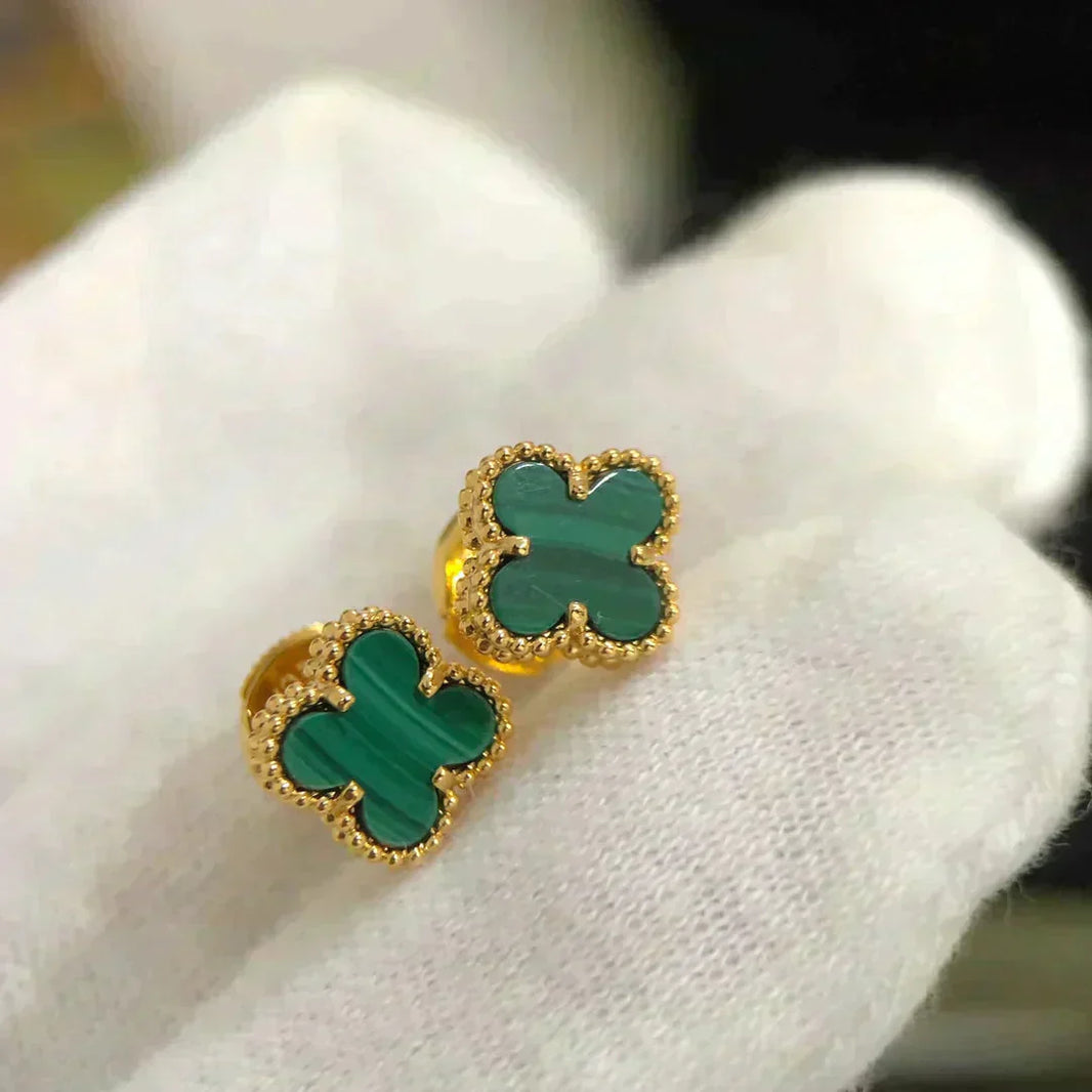 [Amore Jewelry]CLOVER MINI 9.5MM MALACHITE  EARRINGS