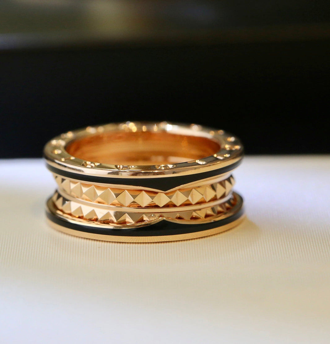 [Amore Jewelry]ZERO 1 PINK GOLD BLACK CERAMIC RING