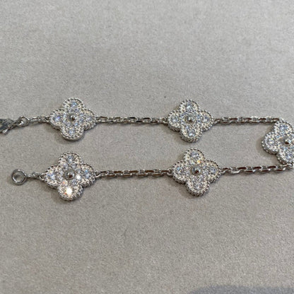 [Amore Jewelry]CLOVER 5 MOTIFS  DIAMOND BRACELET SILVER