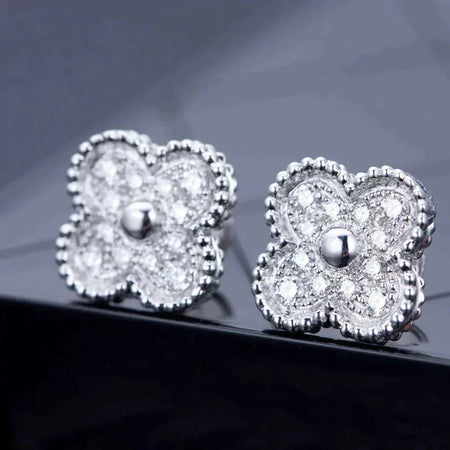 [Amore Jewelry]CLOVER 1 MOTIFS DIAMOND STUD EARRINGS SILVER