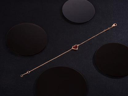 [Opulent Aurora]HEART CARNELIAN PINK GOLD BRACELET