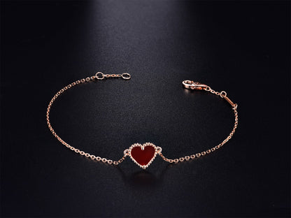 [Opulent Aurora]HEART CARNELIAN PINK GOLD BRACELET