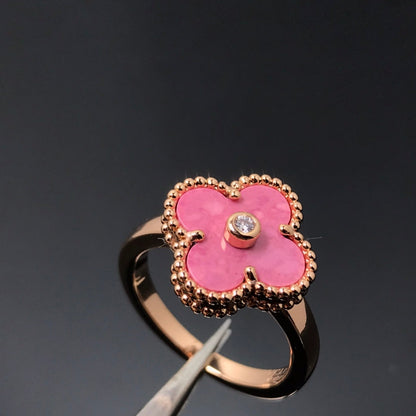 [Opulent Aurora]CLOVER RHODONITE ROSE GOLD RING