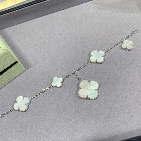 [Amore Jewelry]CLOVER 5 MOTIF WHITE MOP SILVER BRACELET