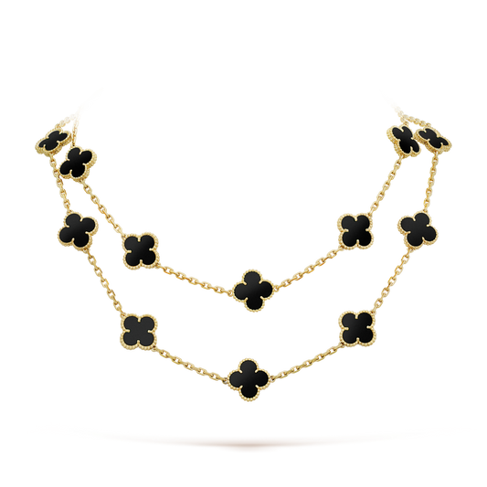 [Opulent Aurora]CLOVER 20 MOTIFS ONYX NECKLACE
