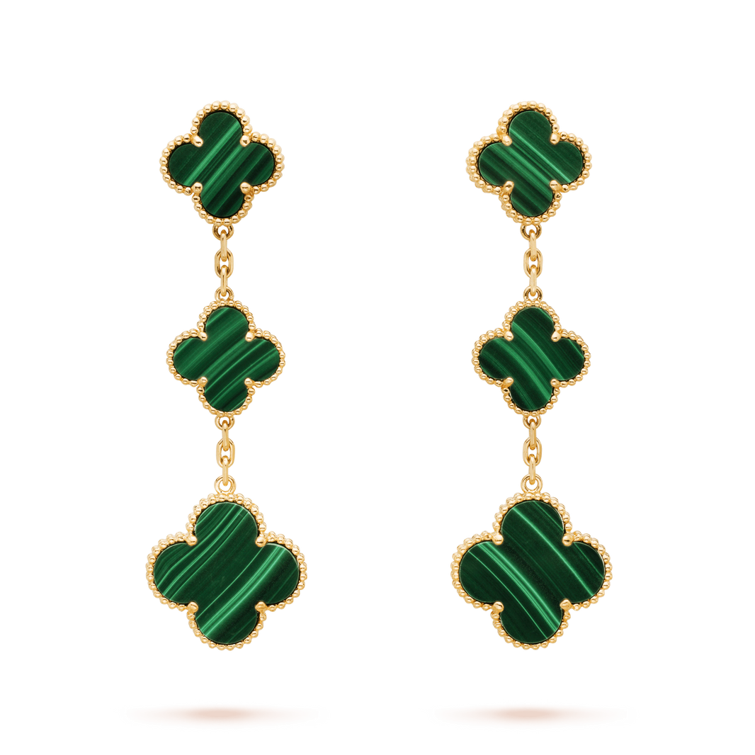 [Amore Jewelry]CLOVER MALACHITE 3 MOTIFS GOLD