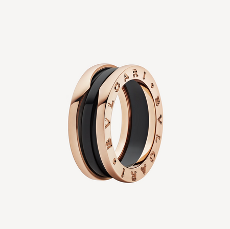 [Amore Jewelry]ZERO 1 TWO-BAND LOOPS AND BLACK CERAMIC PINK GOLD RING