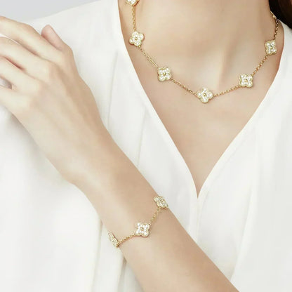 [Amore Jewelry] CLOVER 5 MOTIF FULL DIAMOND BRACELET COLLECTION